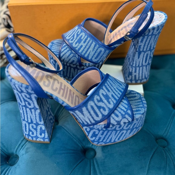 Moschino platform sandals size 38 blue denim - Picture 5 of 7